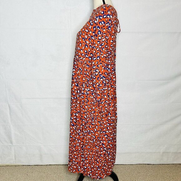 NWOT Graceatwood The Drop Fire Red Animal Print Tie Neck Dress Sz M - Picture 5 of 11